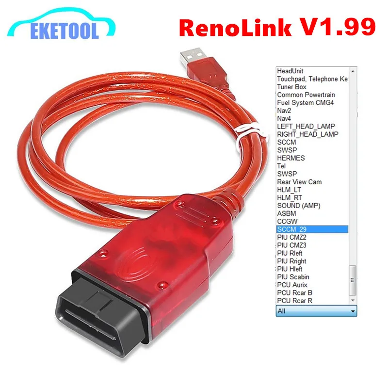 Renolink-programador ECU V1.99 V1.98 V1.94, función adicional añadida V1.87 para Renault, reajuste de codificación de teclas, codificación de tablero UCH Match
