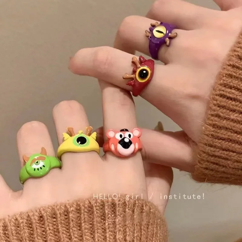 Мультяшное нишевое дизайнерское кольцо на открытый палец для женщин и детей