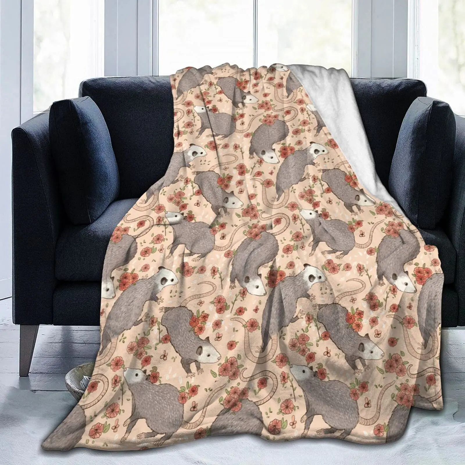 

Befuddled Possums Flowers Micro Soft Throw Blanket Premium Flannel Blanket Pad Bed Cover Warm Sofa Blanket All Seasons Gifts