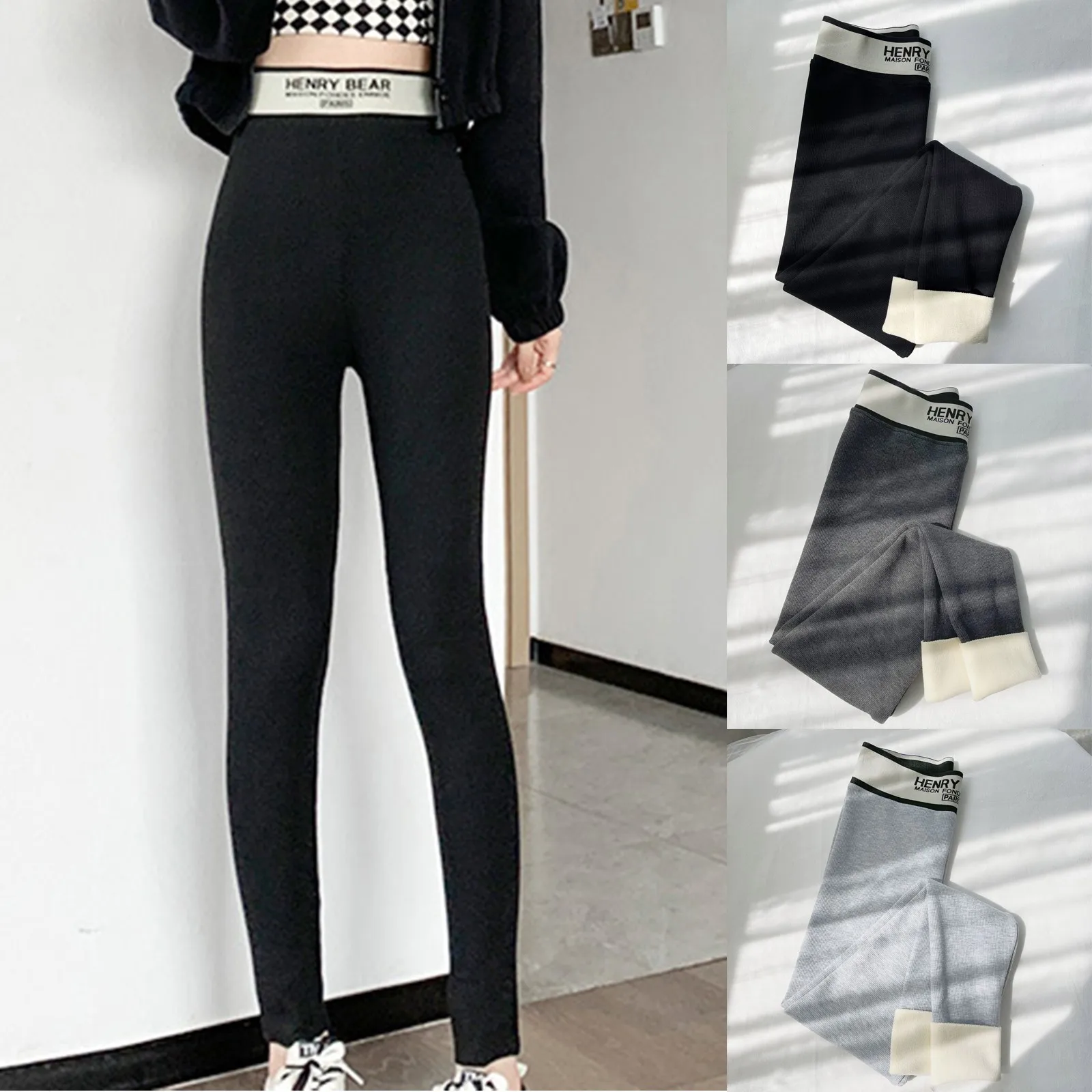 

Новинка 2022 года, леггинсы из овечьей шерсти на талии, женская одежда, утепленные хлопковые плотные девять термобелья, зимняя одежда для женщин