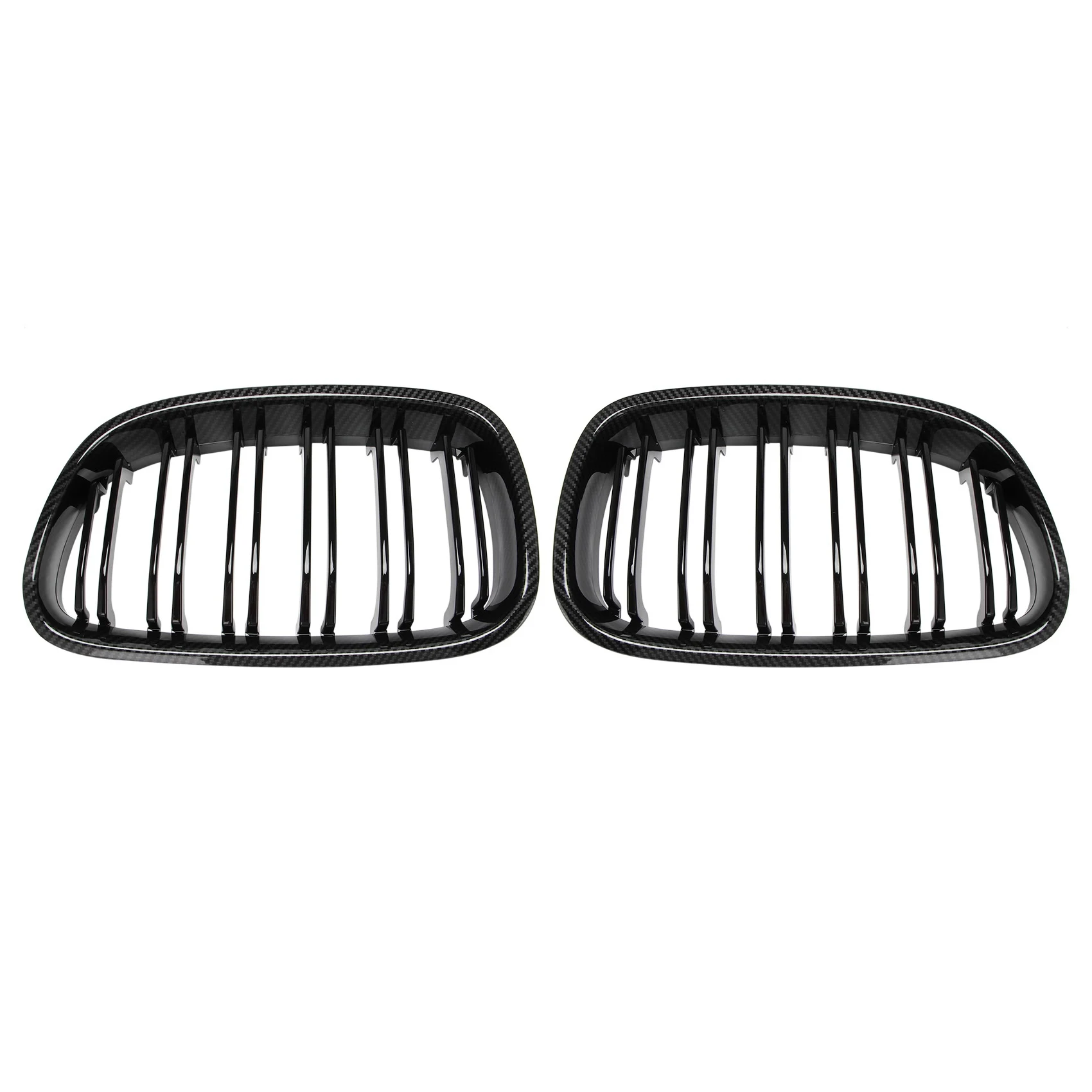 

Front Bumper Kidney Grille Dual Line Mesh Grille for-BMW 1 Series F20 F21 2011 2012 2013 2014, Carbon Fiber