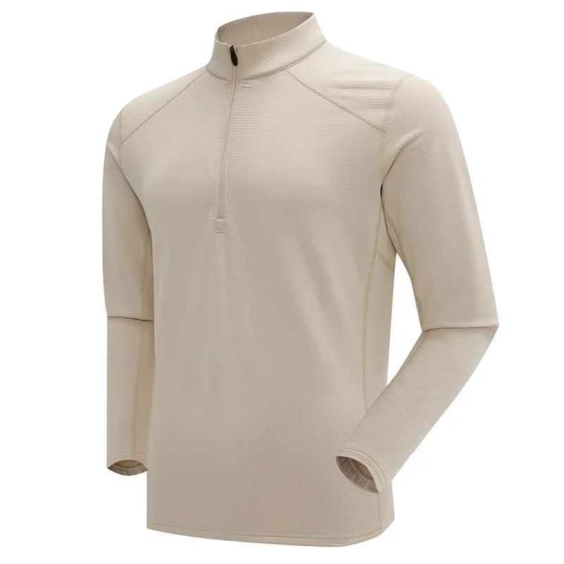 Осенне-зимняя флисовая теплая толстовка с воротником-стойкой на молнии для бега