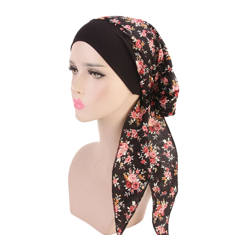 

Muslim Chiffon Hijab Shawls Scarf Women Solid Color Head Wraps Headwear Ladies Adjustable Elastic Cap Foulard Femme Veil Hats