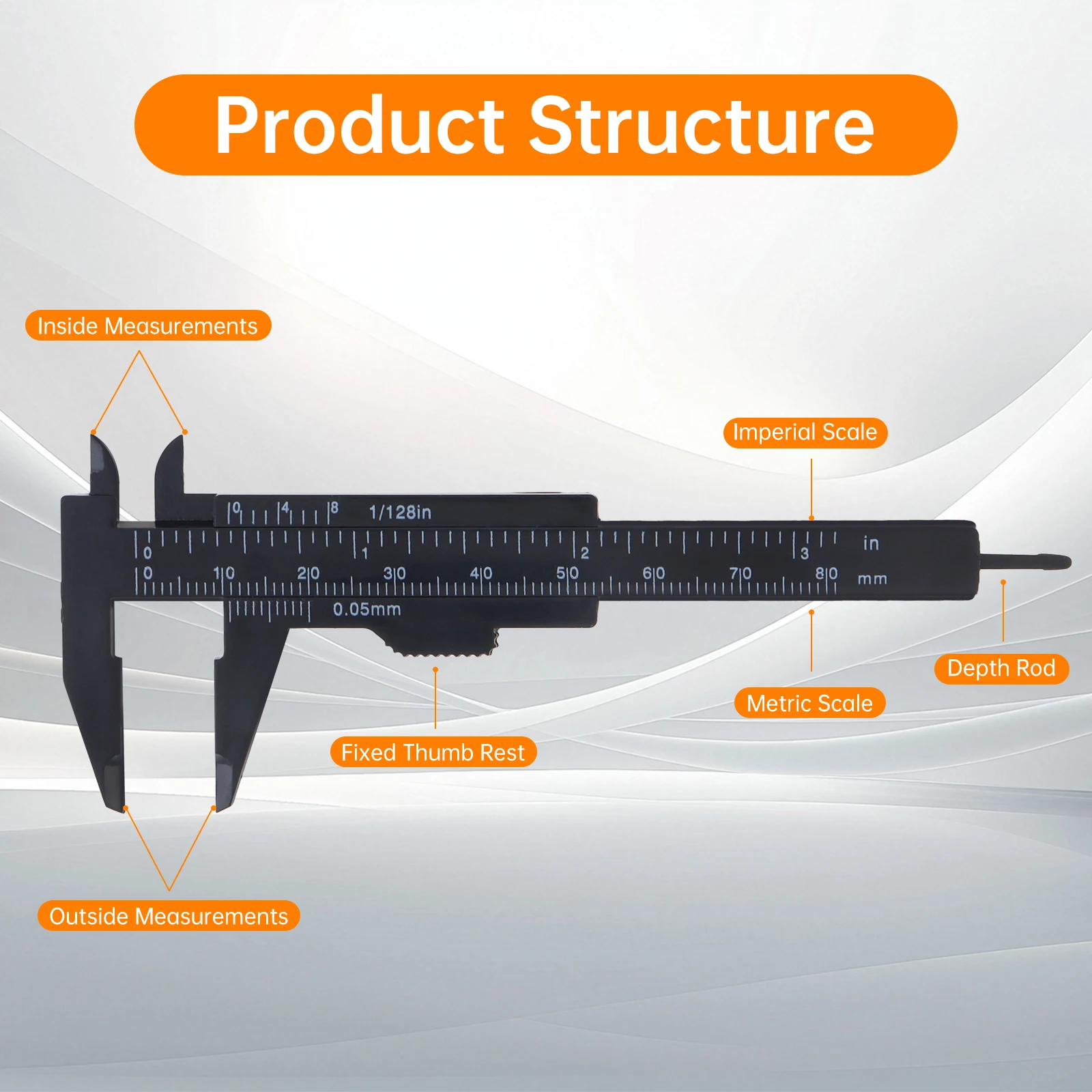 

1/2 шт. 0-3 дюйма, метрическая и императорская шкала, пластиковый штангенциркуль для плотницких изделий/ювелирных изделий, мини-измерительный инструмент