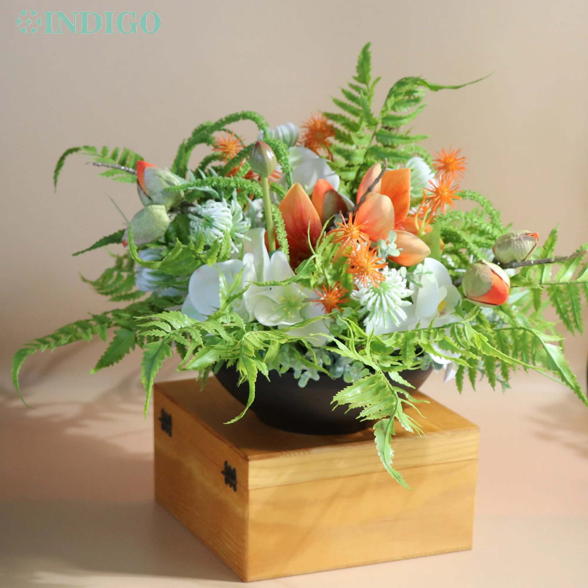 

Orange Kapok Table Centerpiece (1 Set With Melamine Bowl) Artificial Flower Arrangement Bonsai Decoration Gift INDIGO Designed