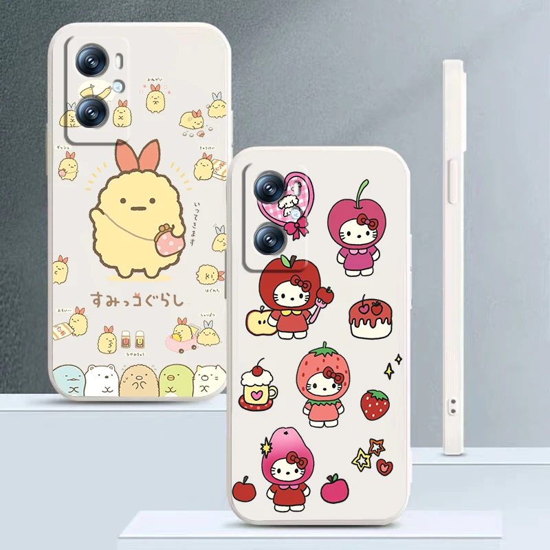 

Phone Case For OPPO A96 A94 A93 A77 A76 A74 A72 A57 A53S A16 A9 Find X5 X3 Lite F21 5G Hello Kitty Sanrio Cartoon Liquid Rope