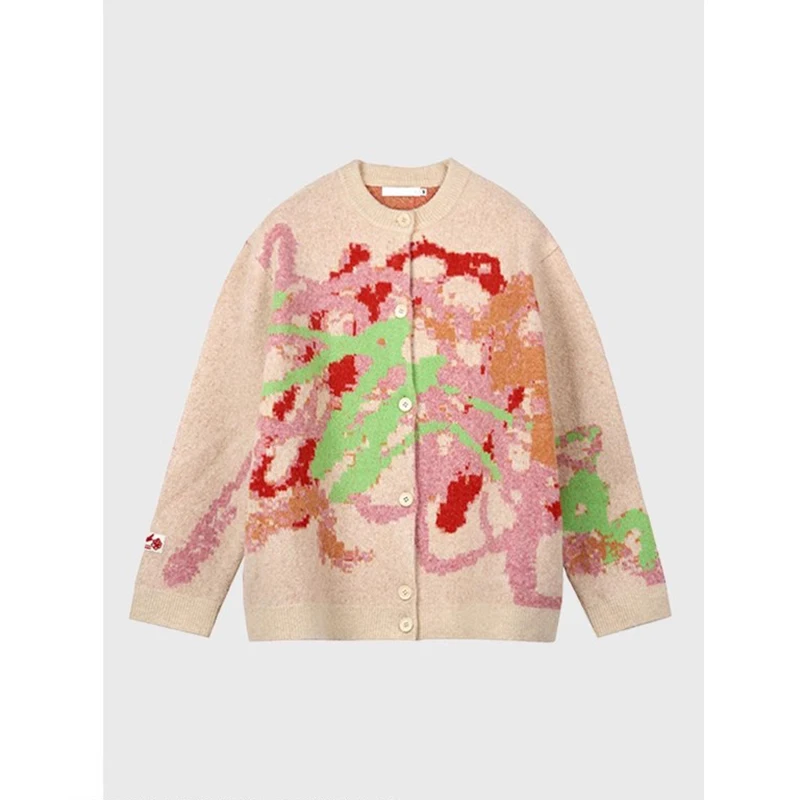 Bomon осень/зима 2024 новый жаккардовый свитер в стиле дофамина с карандашом вязаный