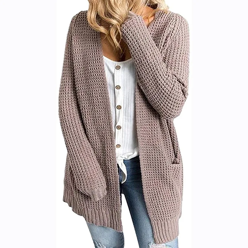 New Women Clothes Autumn and Winter New Women Knitwear Solid Pocket Sweater Women Cardigan Coat