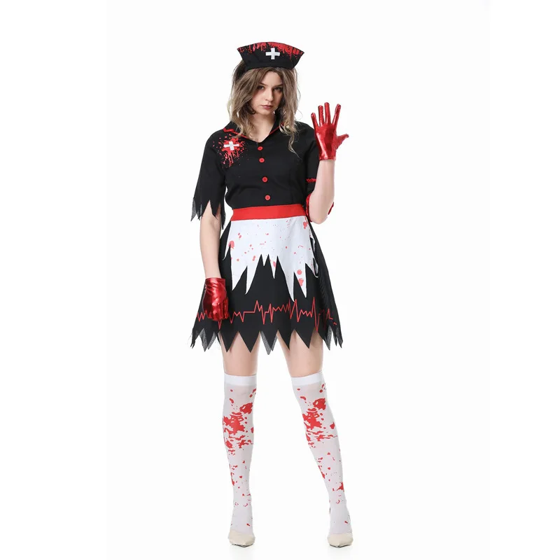 

Halloween Cosplay Nurse Zombie Costume Horror Bloody Nurse Vampire Masquerade Costume Carnival Festival Party