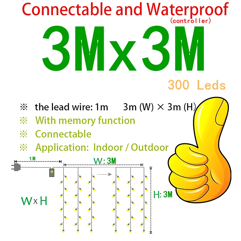 

Светодиодные занавески Topdii 3x3 м RGB