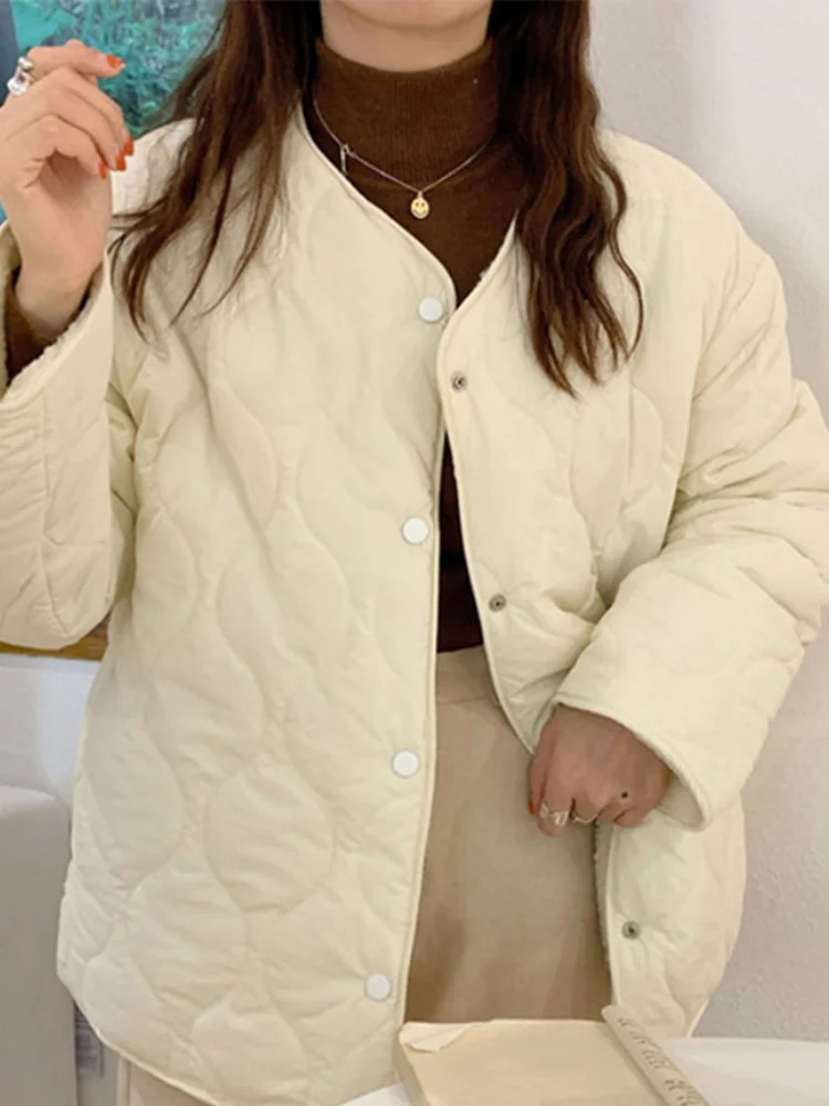 

Куртка женская двухсторонняя с хлопковой подкладкой, Модная парка в Корейском стиле из овечьей шерсти, Повседневная теплая Свободная куртка, Осень-зима