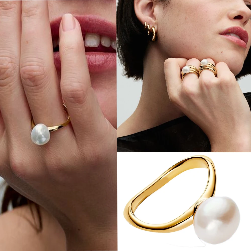 Модные регулируемые кольца из стерлингового серебра 925 пробы двухцветные