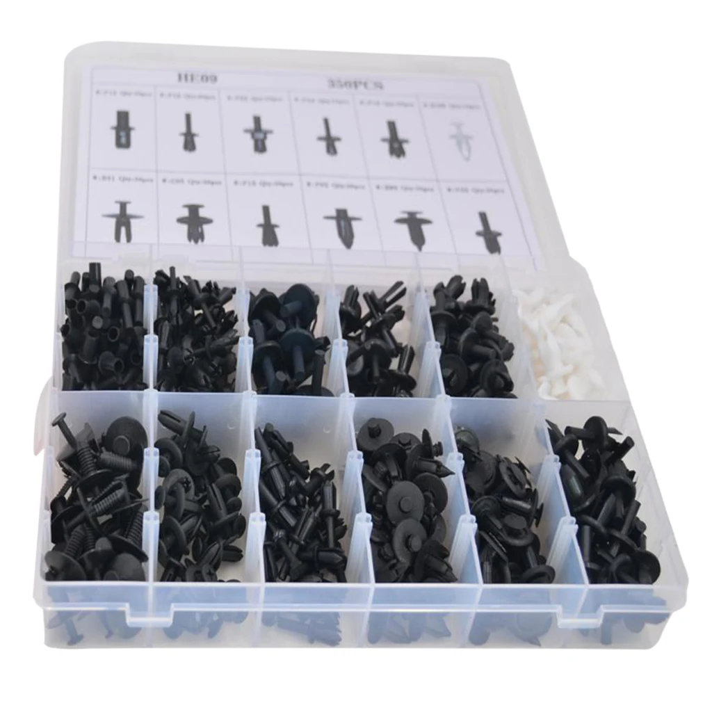 

Pack of 350 Plastic Car Body Push Pin Rivet Fasteners Trim Guard Kit