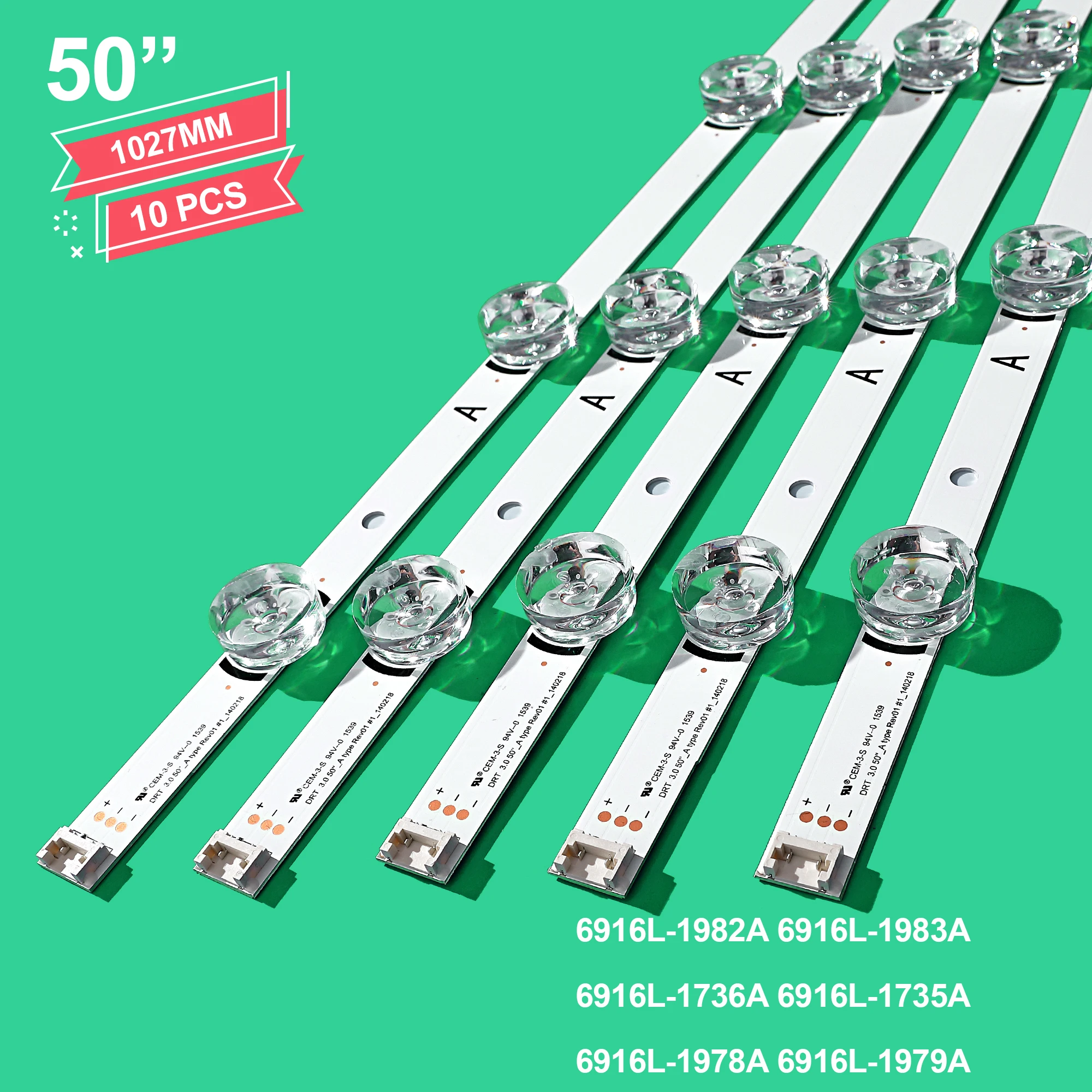 New 10pcs LED backlight strip Replacement for LIG 50LB5610 50LB650V 50LB653V 50LF5800 6916L-1978A 1779A 1983A 1982A 1735A 1736A