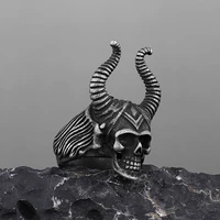 316l stainless steel satan devils horn skull rings for mens punk finger ring party jewelry fashion accessories