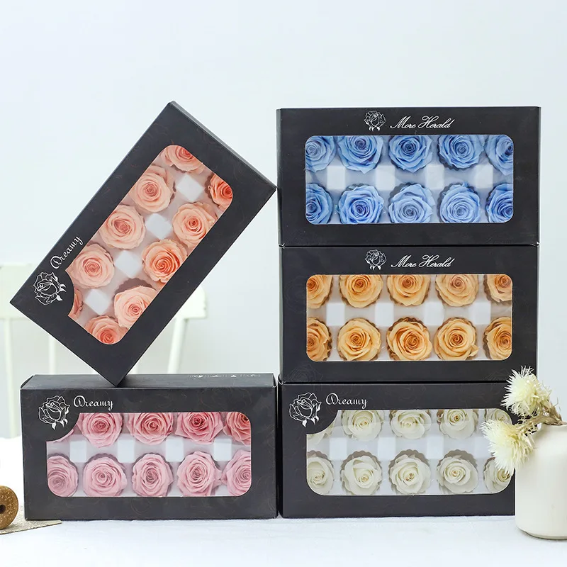 

4CM/10pcs Grade A Preserved Rose Flower Gift Box Valentines Day Gift box Favor Eternal Rose Heads for Wedding Party Decoration