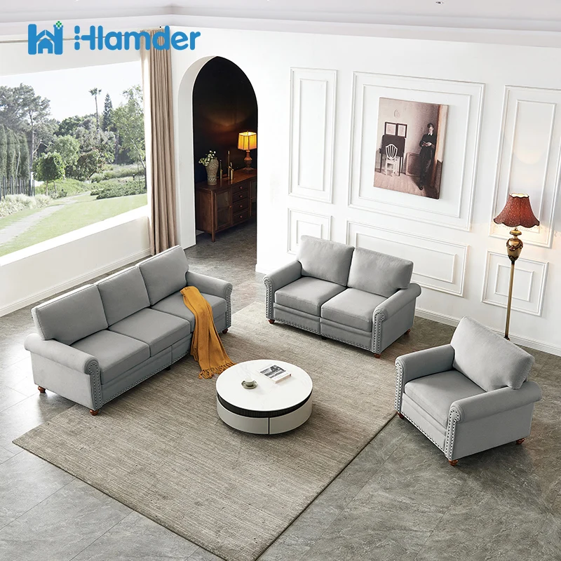 

Linen Fabric Upholstery Sofa Sets with Storage,Frame is Made of High-Quality Solid Wood & Metal for Living Room Sofa Furniture