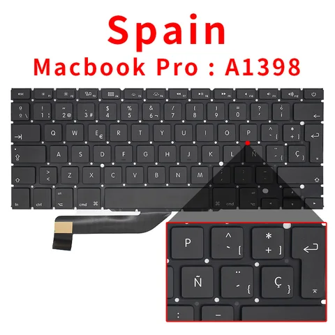 Новая клавиатура для ноутбука Macbook Pro Retina, 15 дюймов, A1398, для США, Великобритании, России, Испании, Франции, 2012, 2013, 2014, 2015