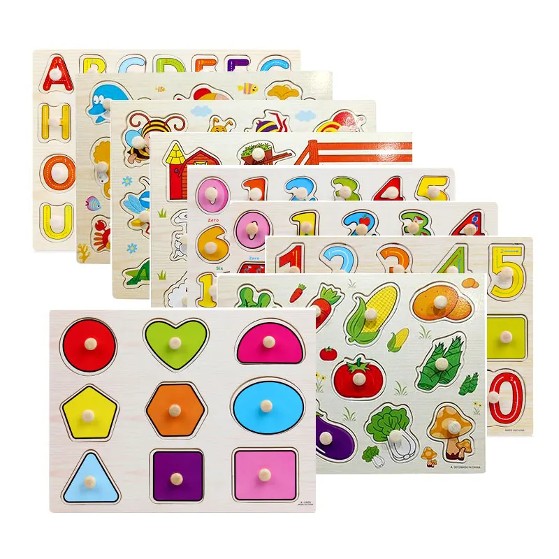 

Montessori Toys For Toddler Geometric Shape Puzzle Board with Knobs Wooden Montessori Materials Sensorial Puzzle UD0364H
