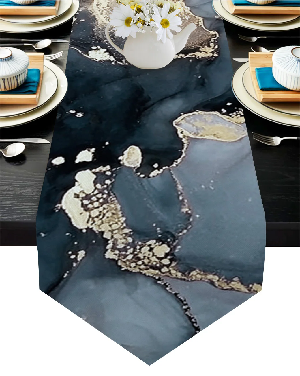 

Настольная скатерть с мраморной текстурой, стильная дорожка с чернилами для украшения дома, отеля, вечеринки, кухни, обеденного стола