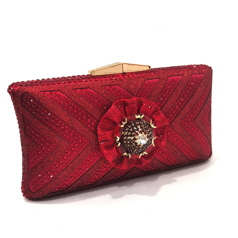 Nigeria Popular African Ladies Shoes And Bag Orange Cross Diamond Belt Decoration Exquisite Banquet Ladies Shoes And Bag