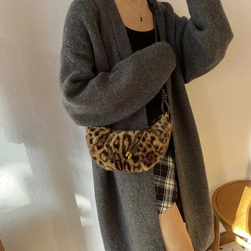 Высококачественные вельветовые женские сумки на плечо с леопардовым принтом и