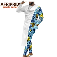 men tracksuit african clothing long coats print shirts and ankara pants 3 piece outfits plus size suit dashiki outwear a2016061