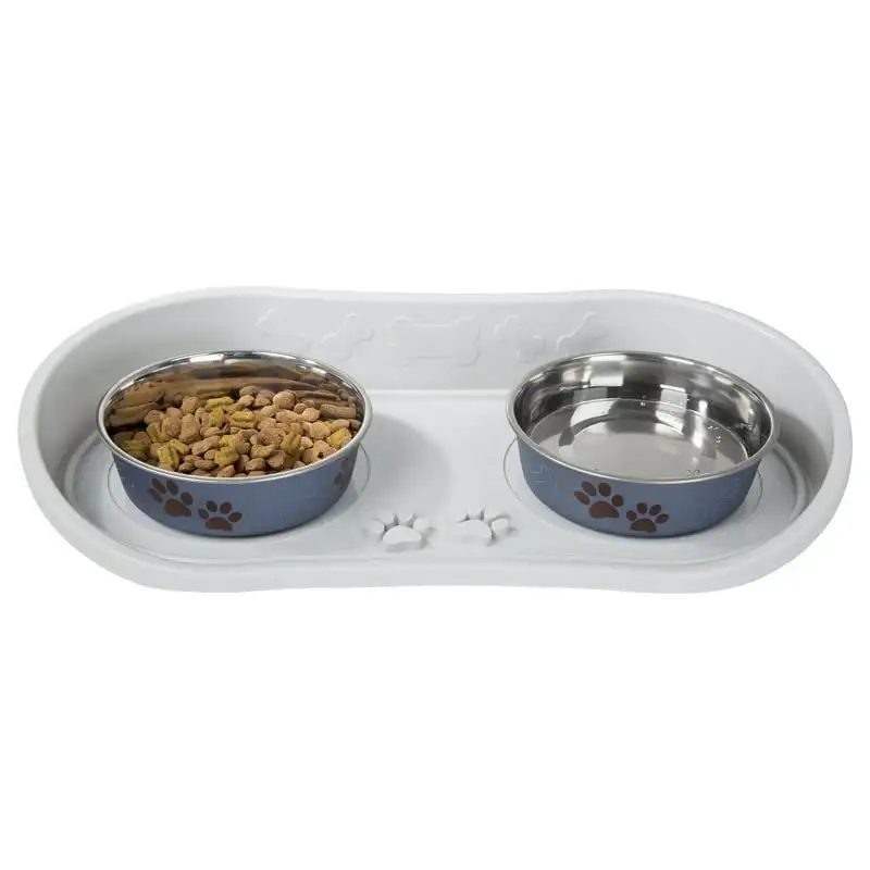 

Food Mat - Non-skid Placemat with Raised Edge for Dog or Cat Food and Water Bowls - Prevent Spills and Messes - Dog Accessories
