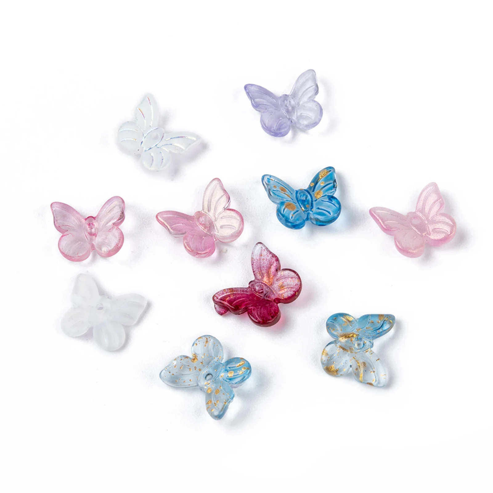 

Pandahall 100pcs Mixed Color Butterfly Transparent Glass Charms With Hole Glass Pendants For Necklace Bracelet Jewelry Making