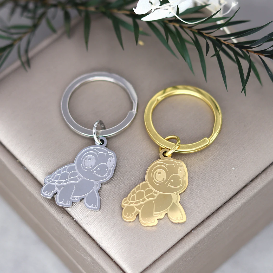 Маленькая подвеска в виде черепахи брелок для ключей подарок из нержавеющей