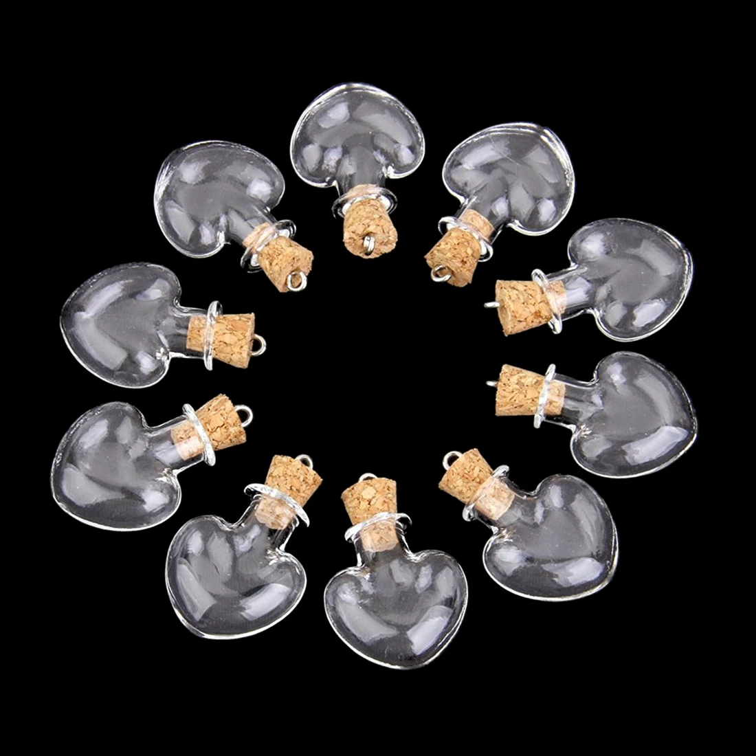 10 шт. стеклянная пробковая бутылка для очков ампул шерстяная с подвесками в форме