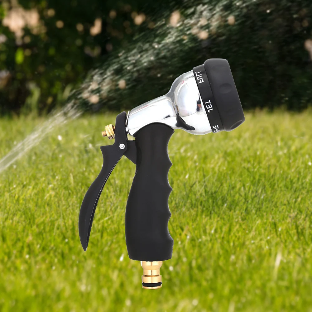

Металлический пистолет для полива, инструмент для предотвращения ржавчины и орошения с резиновой ручкой для мойки автомобиля, сада, газона