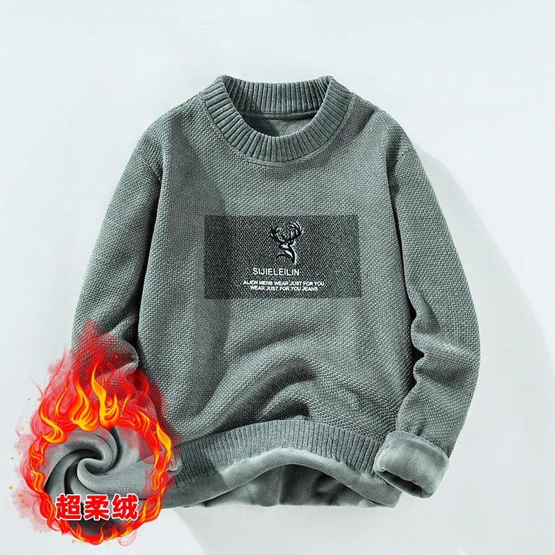 CUMUKKIYP Модный бархатный мужской пуловер свитер плотный вязаный шерстяной с