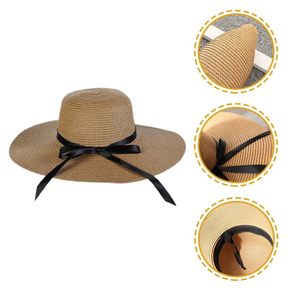 

Hat Straw Beach Sun Summer Women Hats Floppy Protection Womens Folable Wide Lifeguard Visor Uv Cap