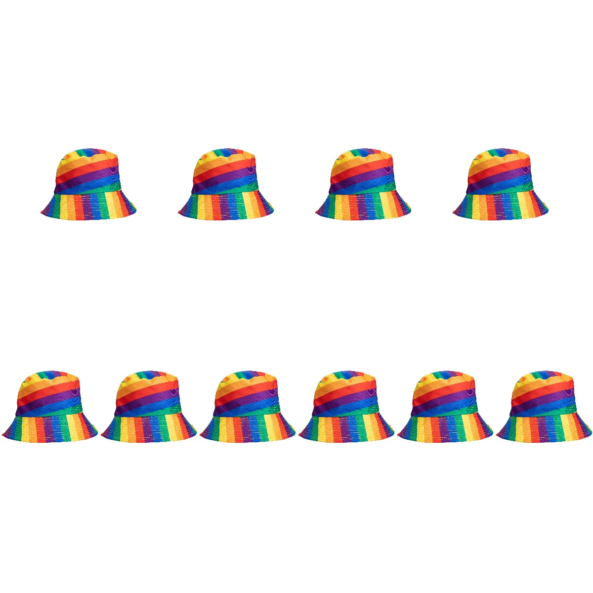 

10 PCS Rainbow Bucket Hat Sun-blocking Fishemen Beach Hats Women Foldable Visor Polyester Party Decoration Kids