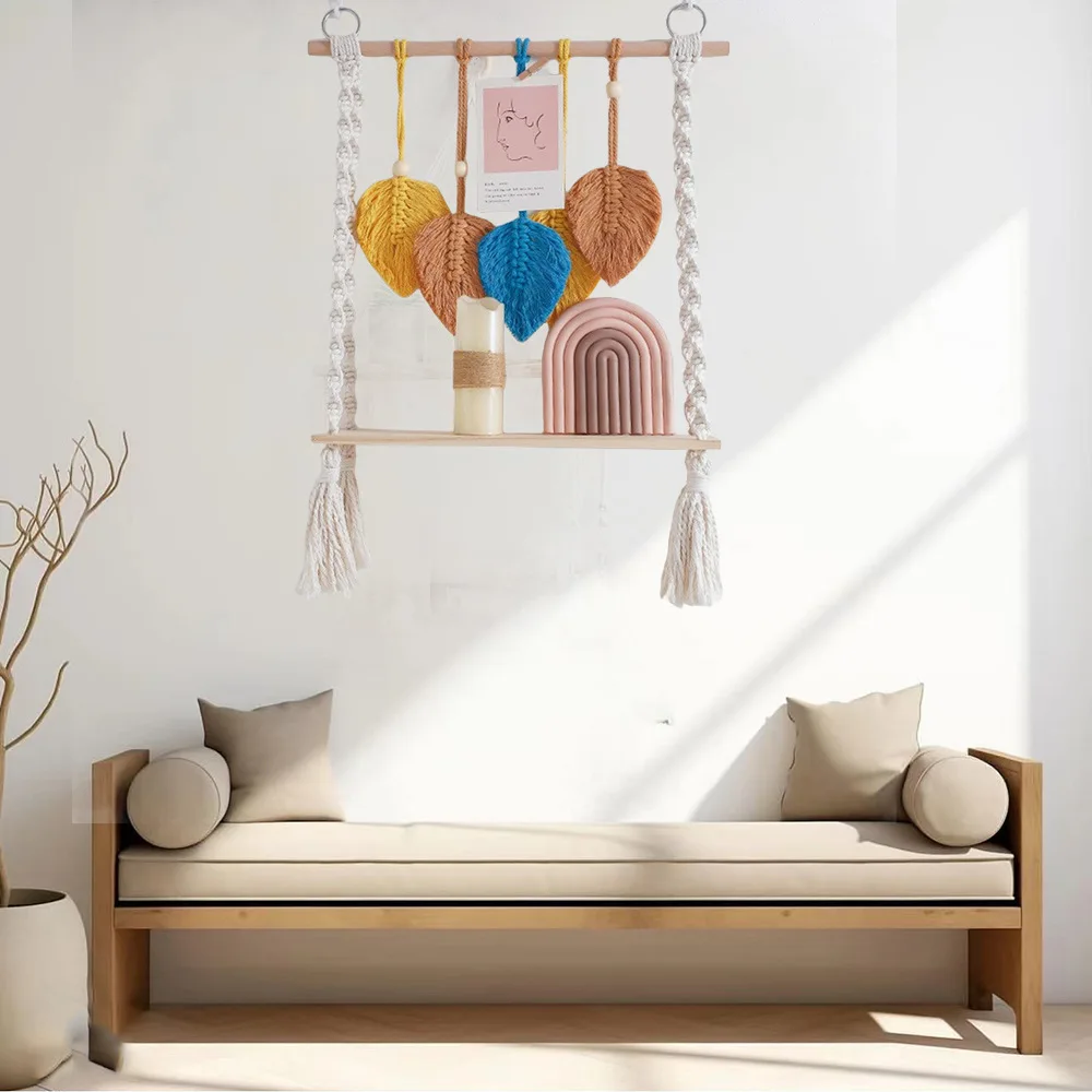 Красочная деревянная полка в форме листа настенная декоративная витрина