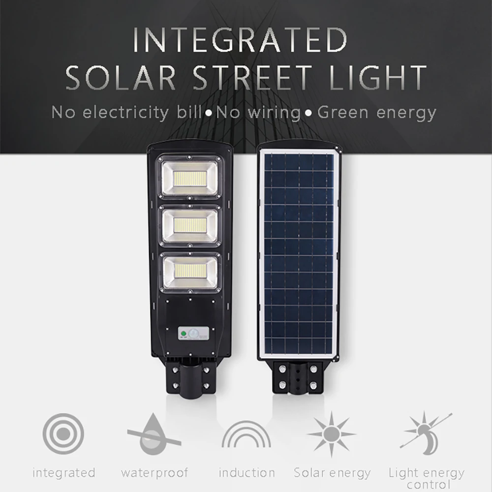 

Led Garden Lamp Panel Waterproof Motion Sensor Street 50w 100w 150w Ip65 Integrated Powerful Outdoor Solar Light 12000 Lumens