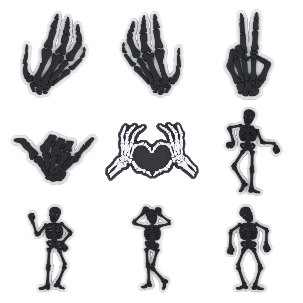 

Подвески для обуви на Хэллоуин, подвески из ПВХ, скелет, череп, украшение на палец, подвески, забивные пряжки, украшение для браслетов JIBZ