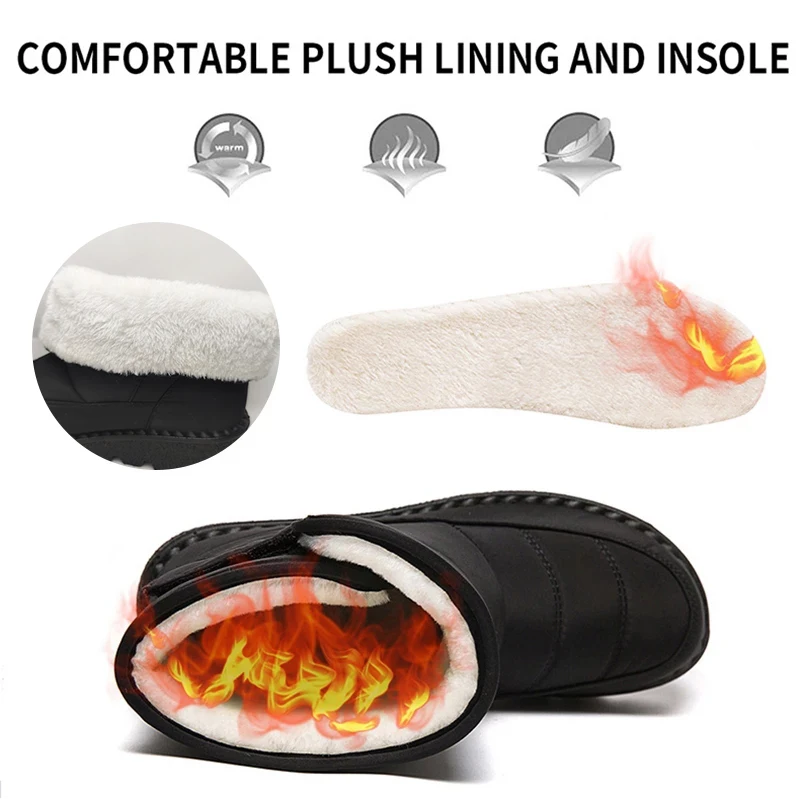 Non Slip Waterproof Snow Boots for Women 2023 Thick Plush Winter Ankle Boots Woman Platform Keep Warm Cotton Padded Shoes