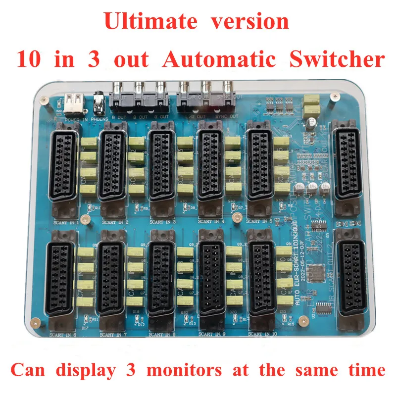 Новый дистрибьютор Скалки Европы 10 в 3 Выход 2 Скалки 1 RGBS Авто RGBS видеопреобразователь коммутационная плата для MD/MD2/SS/PS/PS2/PS3/DC/SFC