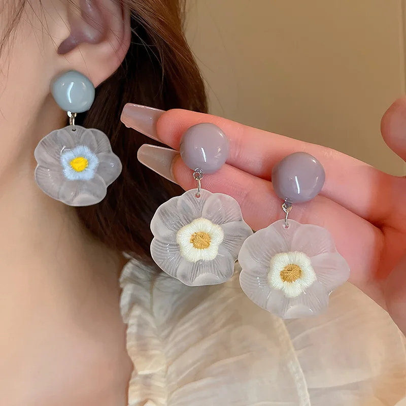 

KAITIN Acrylic Flower Earrings for Women 2023 Summer Fashion Large Flower Drop Earrings Elegant Luxury Designer Jewelry Girl