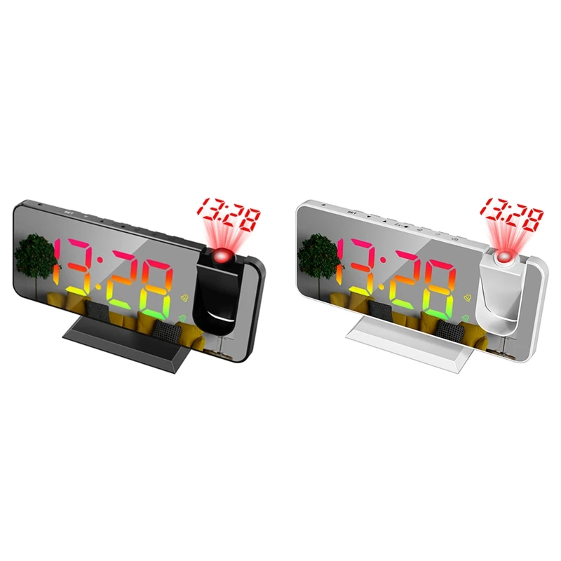Ceiling Digital Radio Alarm Clock With Usb Charger And Dual Alarm Black