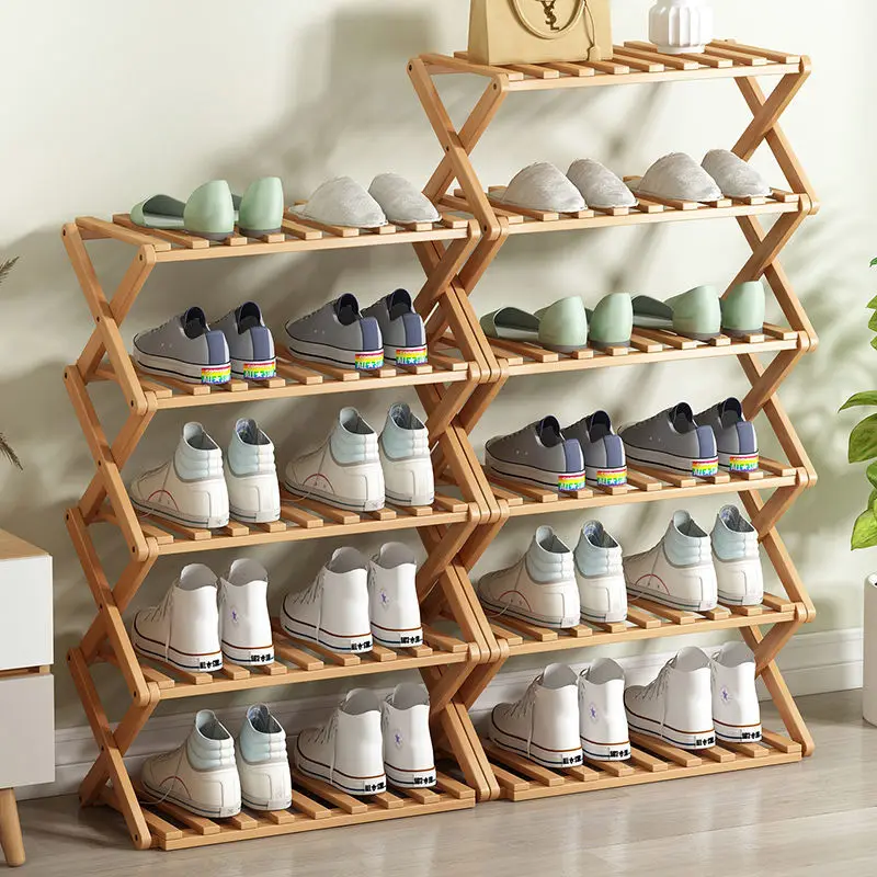 

Складные многоуровневые шкафы Shoerack, стойка для обуви, органайзер для шкафов, простой стеллаж для хранения, бамбуковая мебель