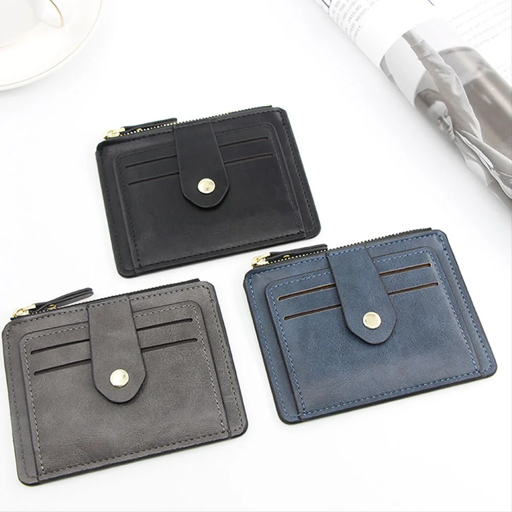

Small Fashion Credit ID Card Holder Slim Leather Wallet With Coin Pocket Man Money Bag Case For Men Mini Women Business Purse