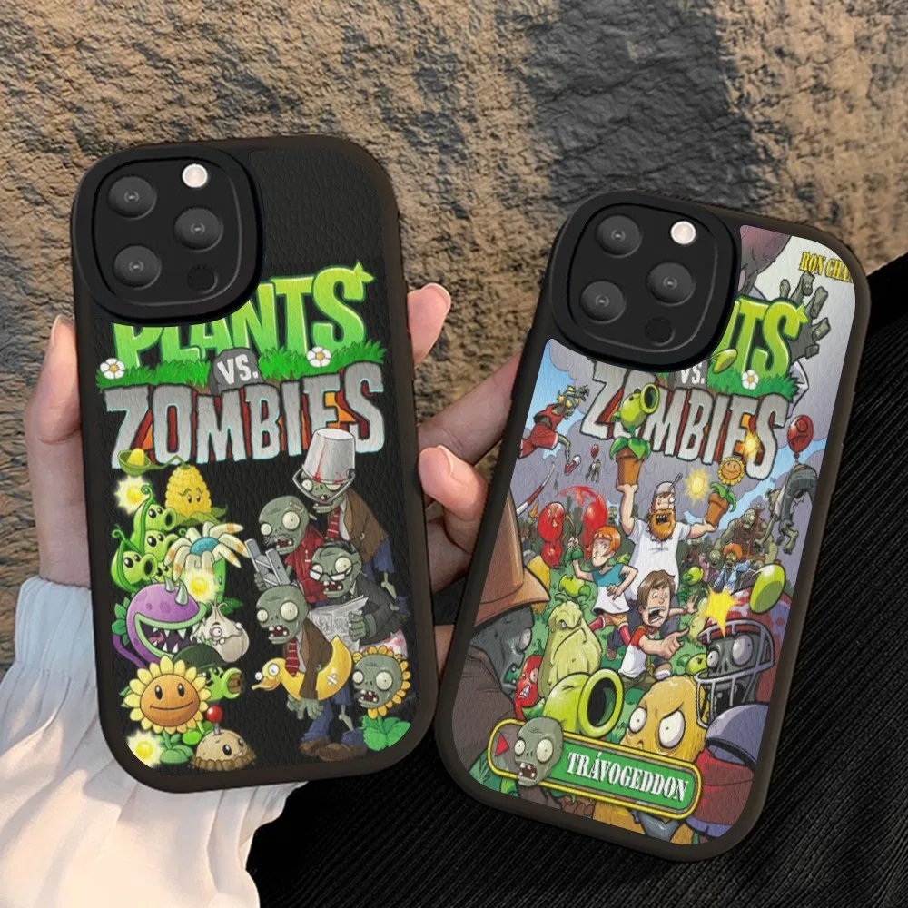 Game Plants Vs Z-Zombies Phone Case Hard Leather For IPhone 16 15 14 13 12 Mini 11 Pro Max Xs X Xr 7 8 Plus Fundas