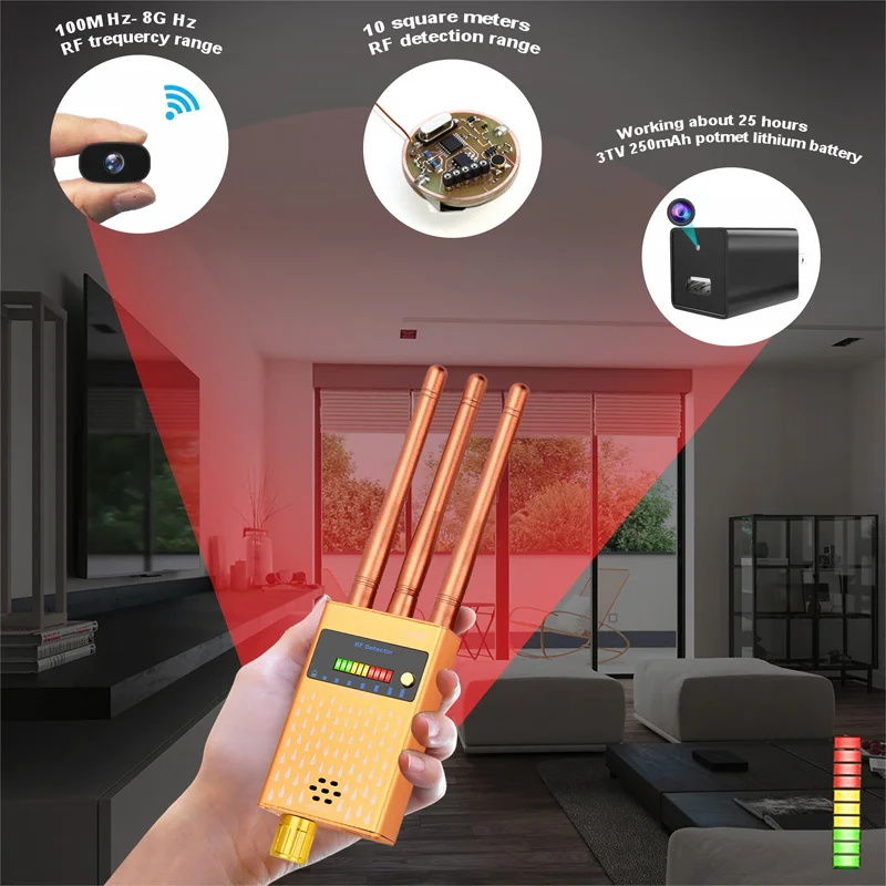 Enlarge G619 WiFi Hidden Camera Infrared Scanning Detector Anti-eavesdropping RF Signal Detector Anti-tracking Anti-trap GPS Locator