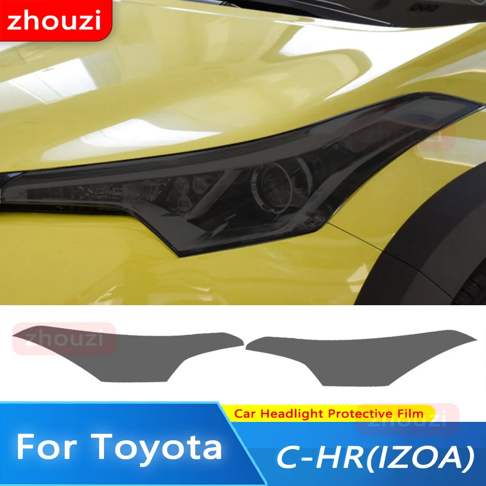 

For Toyota CHR 2017-On GR Sport 2021 2022 Car Headlight Protective Film Front Lamp Transparent Smoked Black TPU Stickers 2 Pcs