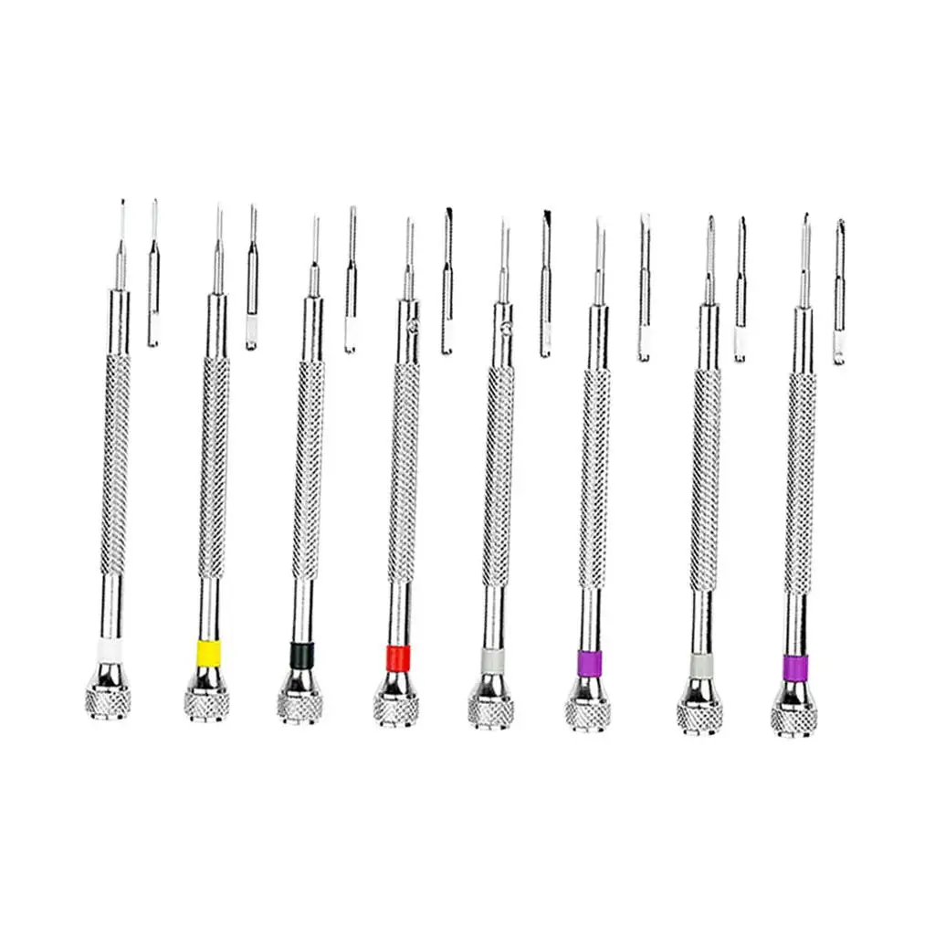 

8Pcs Watch Eyeglasses Screwdriver Repair Tool Kit, 0.6mm-2.0mm with 8 Spare Heads Portable Easy Use