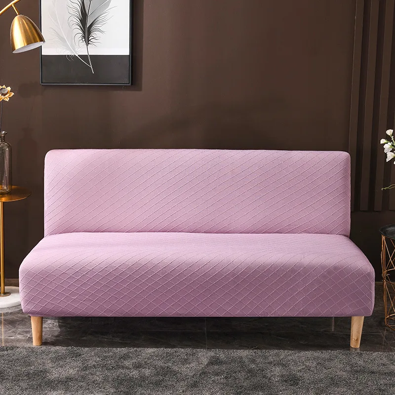 

Solid color thickened knitted jacquard armrestless sofa cover elastic universal lazy sofa bed cover without armrest dust cover