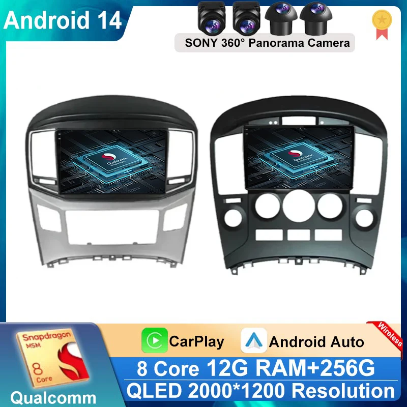 Фото Android 14 для Hyundai H1 Grand Starex i8000 TQ 2007-2015 5G Автомобильный радиоприемник CarPlay Мультимедийный плеер Авторадио Навигация GPS 360 №1